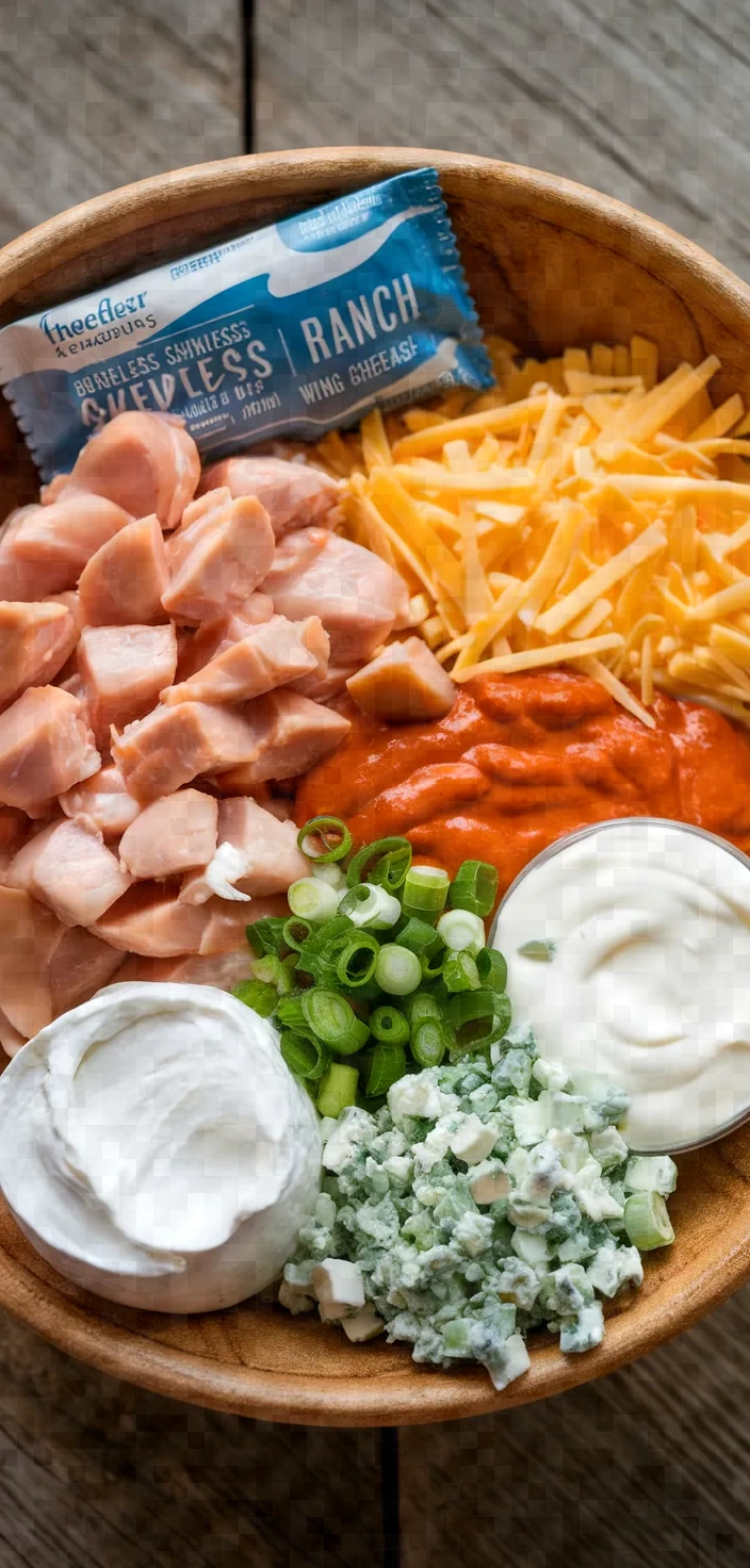 Ingredients photo for Ranch Buffalo Pasta Bake Recipe