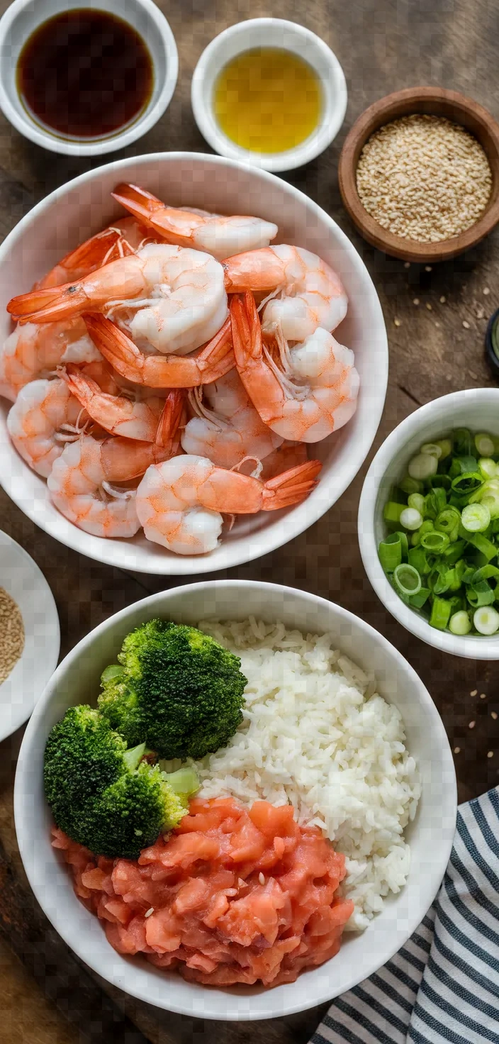 Ingredients photo for 20 Minute Honey Garlic Shrimp Rice Bowl Recipe