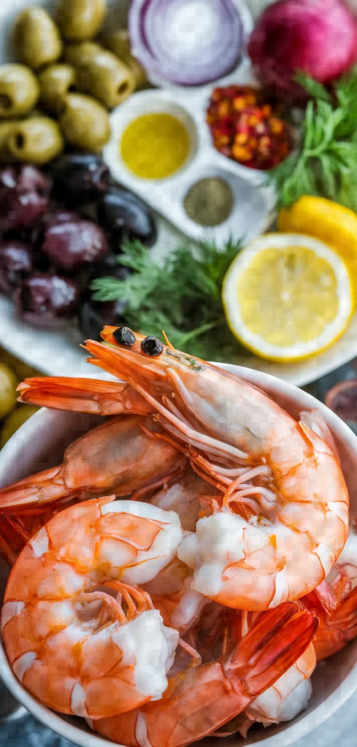 Ingredients photo for Lemon Dill Shrimp Olive Antipasto Recipe