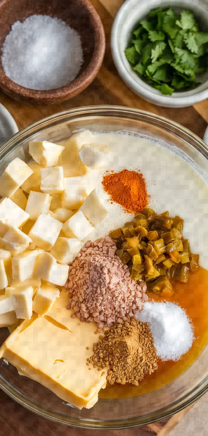 Ingredients photo for Mexican Restaurant Style Cheese Dip Recipe