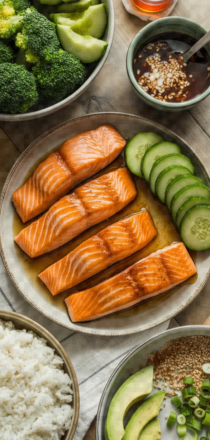 Ingredients photo for Sriracha Honey Salmon Bowls Recipe