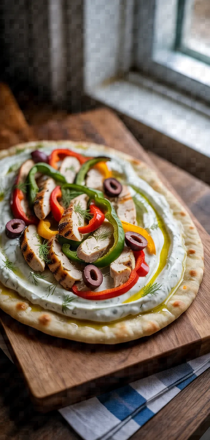 Tzatziki Chicken Veggie Naan Pizza Recipe